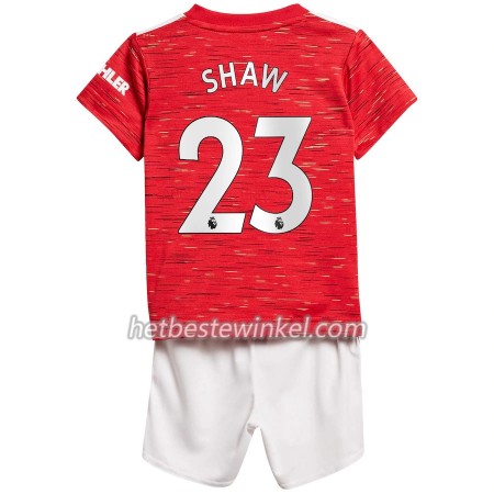 Manchester United Luke Shaw 23 Kind Voetbaltenues Thuis 2020/21 - SS (+ Korte broeken)